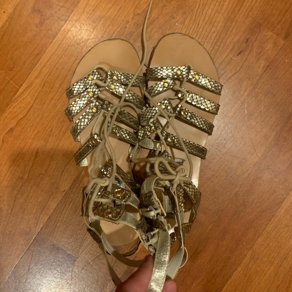 Steve Madden Gold Snake Lace up Gladiator Sandals - Picture 2 of 4